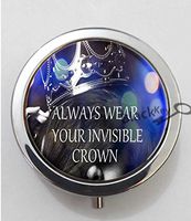 BlackKey Always Wear Your Invisible Crown 3-Compartment Decorative Pocket Gift Box Case Organizer for Pill, Color 1 -1