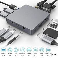 Wireless USB C Hub, 11 in 1 USB-C Laptop Docking Station with Gigabit Ethernet, 4K HDMI, VGA, 3 USB3.0, SD/TF Cards Reader, USB-C PD 3.0, Type-C Data,Audio Mic for MacBook, iPad, HP,Dell Type C Laptop