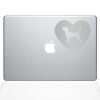 The Decal Guru Heart Beagle MacBook Decal Vinyl Sticker - 15" MacBook Pro (2016 & Newer) - Silver (1331-MAC-15X-S)