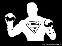 UR Impressions Boxer Superman Decal Vinyl Sticker Graphics for Cars Trucks SUV Vans Walls Windows Laptop|White|6.25 X 4.3 inch|URI390