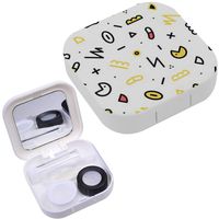 Portable Contact Lens Case Box Travel Kit Mirror + Bottle + Tweezers Container Holder [ Memphis Fashion 8090S ]
