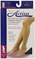 Activa Ultra Sheer 9-12 mmHg Panty Hose with Control Top, Black, Size C