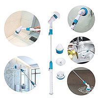 Electric Spin Scrubber Turbo Powerful Cleaning Brush 3 Replaceable Brush Heads Extension Handle Bathroom Floor Tiled Wall Tub Rechargeable Cordless Power Automatic Cleaner