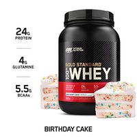 Optimum Nutrition Gold Standard 100% Whey Protein Powder, Birthday Cake, 2 Pound (Packaging May Vary)
