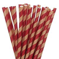 Kraft with Red Stripe Paper Straws (100)