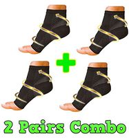 HealthyNees 2 Pairs Combo Foot Ankle Compression Reduce Plantar Fasciitis Heel Arch Pain Sock Sleeve (L/XL)