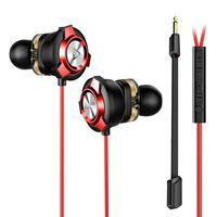Gaming Earbuds, Sound Panda Dual Drivers in Earphones with Noise Cancelling Stereo Bass and Ergonomic Design Dual Mic E-Sports 3.5mm for PS4, Xbox, Nintendo, PC, Laptop, Smartphones (Red)
