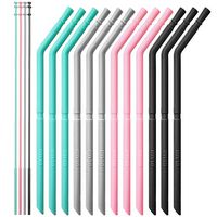 OTAGO Reusable Straws 12 set middle size silicone straws,Straws drinking reusable with cleaning brushes for Yeti RTIC SIC -8Inch Long-BPA Free