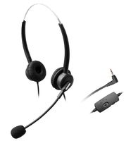 Wantek Dual Ear Call Center Telephone Headset with Mic + Volume Mute Controls for Grandstream AT&T TL88002 TL86103 TL86003 TL76108 TL7610 TL88102 TL86109 TL86009 with 2.5mm Headphone Jack(H120B04J25)