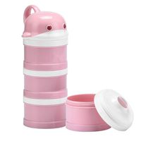 Burabi Baby Formula Dispenser Milk Powder Snack Containers Stackable Portable for Travel, 3 Compartments Pink