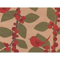 Red Bird Berries 24"x 85' Roll Gift Wrap (Kraft)