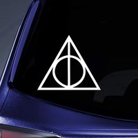 Bargain Max Decals - Deathly Hallows HP - Sticker Decal Notebook Car Laptop 3" (White)
