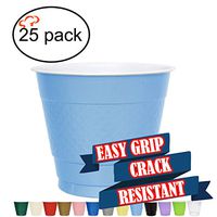 TigerChef 9 Ounce Light Blue 25 Pack Easy Grip Plastic Party Cups Solid Color Disposable 9 Oz Plastic Cups BPA Free