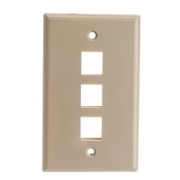 CableWholesale Keystone Wall Plate, Beige, 3 Port, Single Gang
