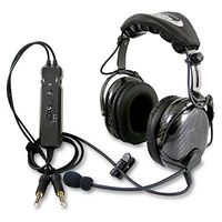 Rugged Air RA980 Carbon Fiber General Aviation Pilot Headset with Active Noise Reduction Featuring Bluetooth Connectivity, Leather Ear Seals and Full Flex Boom Mic