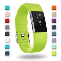 POY Replacement Bands Compatible for Fitbit Charge 2, Special Edition Adjustable Sport Wristbands, Large Yellow Green