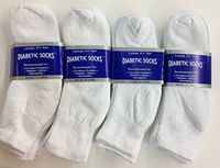 12 Pairs of Mens White Diabetic Ankle Socks 10-13 Size Made in USA