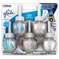 Glade PlugIns Refills Air Freshener, Scented and Essential Oils for Home and Bathroom, Clean Linen, 3.35 Fl Oz, 5 Count