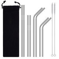 SUJING Stainless Steel Drinking Straws Reusable Metal Drinking Straws Reusable Replacement Metal Straws With Cleaning Brushes Set