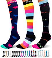 SB SOX 3-Pair Compression Socks (15-20mmHg) for Men & Women – Great Quality Comfortable Socks, Easy to Put On – Best Socks for Daily/Any Use, Running, Nurse, Travel (08 – Multi-color, Small/Medium)