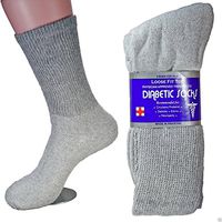 LM® 12 Pairs Diabetic Crew Socks Unisex 9-11, 10-13, 13-15 Black Grey White (13-15, Gray)