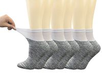 Yomandamor Women's 6 Pairs Bamboo Diabetic Ankle Socks with Non-Binding Top And Cushion Sole,L Size(Socks Size:9-11)