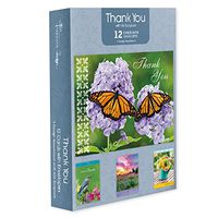 Pack of 12 Religious Thank You Cards, Boxed Enclosure Cards 4 Designs with Envelopes. Includes KJV Scripture on Each Card