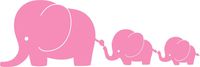 Two Baby Elephants Tailing Mom - Vinyl 5.5" wide (color: PINK) decal laptop tablet skateboard car windows sticker