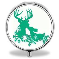 Decals Pill Case, Round Stainless Drug Organizer Container Medicine Cover for Pocket Daily&Weekly