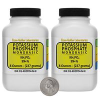 Potassium Phosphate Monobasic [KH2PO4] 99+% Fine Crystals 1 Lb in Two Space-Saver Bottles USA