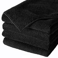 6 Black Microfiber Towels New Cleaning Cloths Bulk 16x16 Manufacturers Sale