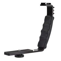 Camera Flash L-Bracket,Aluminium Alloy Dual Hot Shoes 1/4" thread Holder Mount,Adapter Mount DV Microphone LED Light Ideal for Photography Lovers