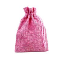 LKXHarleya 50PCS Burlap Gift Bag with Drawstring, Small Burlap Hessian Party Favor Bags, Jewelry Pouches Candy Treat Jute Bag for Wedding Party DIY Craft and Christmas, 6inch X 8inch, Pink