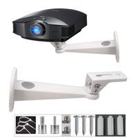 Universal Mini Projector Wall Mount Length 7.9" Load 7.8 lbs Rotation 360° Tilt 60° with Cable Management Stainless Wall White Coating Thick Steel Alloy Also as CCTV DVR Camcorder Camera Wall Mount