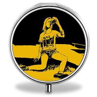 MLONE Pill Organizer - Round Stainless Steel Weekly Pill Case 3 Times-a-Day for Travelling/Pocket/Daily Needs, Medication Box Compartments to Hold Vitamins, Cod Liver Oil, Supplements (with Mirror)