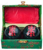 Traditional Chinese Health Exercise Stress Message Balls with Chime, Green Longevity (Long Life), 2 Inches