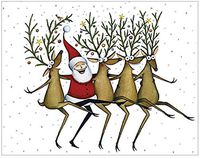 Caspari Christmas Gift Enclosure Cards 4pk Santa's Kickettes