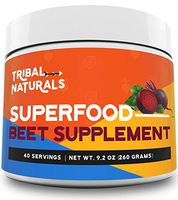Tribal Naturals Superfood Beet Supplement, 9.2oz Organic Beet Root Powder, Beetroot Supplement Nitric Oxide Booster, Pre Workout for Men & Women, Beets Supplement Preworkout Powder Drink (40 Servings)