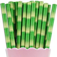 Free DHL 500 pcs Green Bamboo Paper Straws Bulk, Kids Panda Jungle Garden Tree Woodland Rustic Paper Drinking Straws for Party, Birthday, Wedding, Picnic, BBQ, Luau Hawaiian Beach Mason Jar Straws