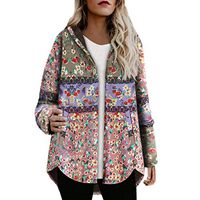Kauneus Women's Winter Thicken Puffer Coat Oversized Cardigan Coat Vintage Print Winter Warm Fashion Outerwear Pink