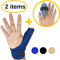 BodyMoves New Thumb Splint Brace Plus Finger Hot and Cold Gel Pack- Tenosynovitis, Tendonitis, Trigger Thumb Spica,Carpal Tunnel, CMC Adjustable Wrist and Reversible Left Right Hand (Aqua Blue)