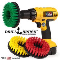 Drill Brush - Bathroom Accessories - Shower Cleaner - Large Spin Brush Multi-Purpose Cleaning Kit - Deck Brush - Bird Bath - Kitchen Tools - soap scum, Hard Water, Mineral deposits, Calcium, Rust