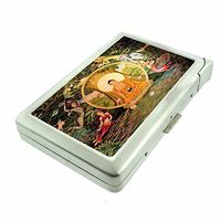 Cigarette Case with Built in Lighter Vintage Buddha S7 Smoking King Size Cigarettes Silver Metal Wallet 4" X 2.75" RFID Protection Religious
