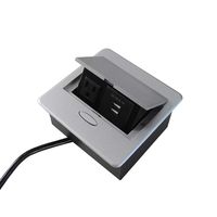 Zeshan Table Pop up Outlet with Improved Recessed Box 1 Power 2 USB Charging Ports 6ft Power Cord for Home/Office Silver