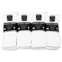 Diabetic Socks Crew Length Men Unisex Size 10-13 White 3 Pairs