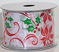 Nantucket Home Wired Ribbon, 2.5-inch X 10-Yard (Poinsettia)