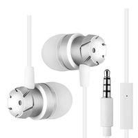 in-Ear Earphones, Licoers Universal 3.5mm Wired Metal Earbuds Nylon Wire in Ear Headphones with Mic and Case Bass Stereo Noise Isolating Ear Buds Inear Earphones (Silver)
