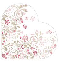 Heart-Shape Paper Napkins Butterflies Garden 24 Pcs