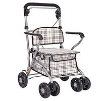 Folding Walker Standard Walker Folding Roller Aluminum Height Adjustable With Disabled Handbrakes for The Elderly Shopping Seats and Baskets