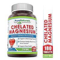 Pure Naturals - Chelated Magnesium Dietary Supplement - 250 Milligrams - 180 Tablets – Supports Cellular Energy Production*Promotes Healthy Muscle, Heart & Nerve Function* Supports Bone Health*